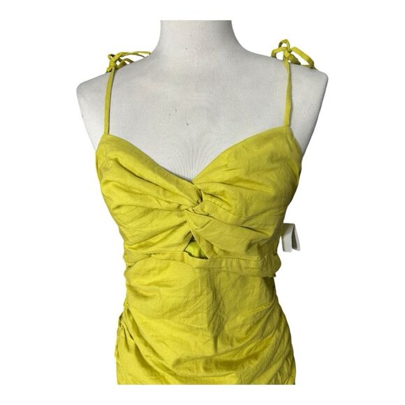Lovers + Friends Revolve Chartreusse Mini Dress Size 4 Cocktail Summer Linen - Picture 3 of 9